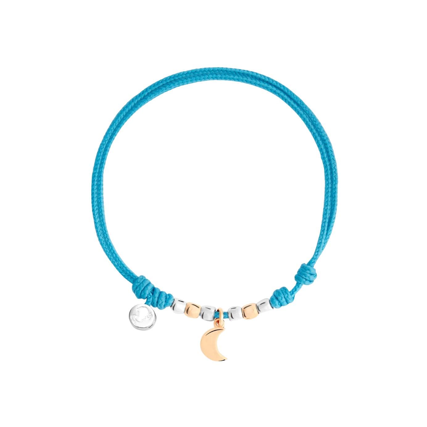 Bracelet Cordon DoDo Lune En Or Rose Et Argent - Argent 925/1000ème/Or Rose 375/1000ème - Rose