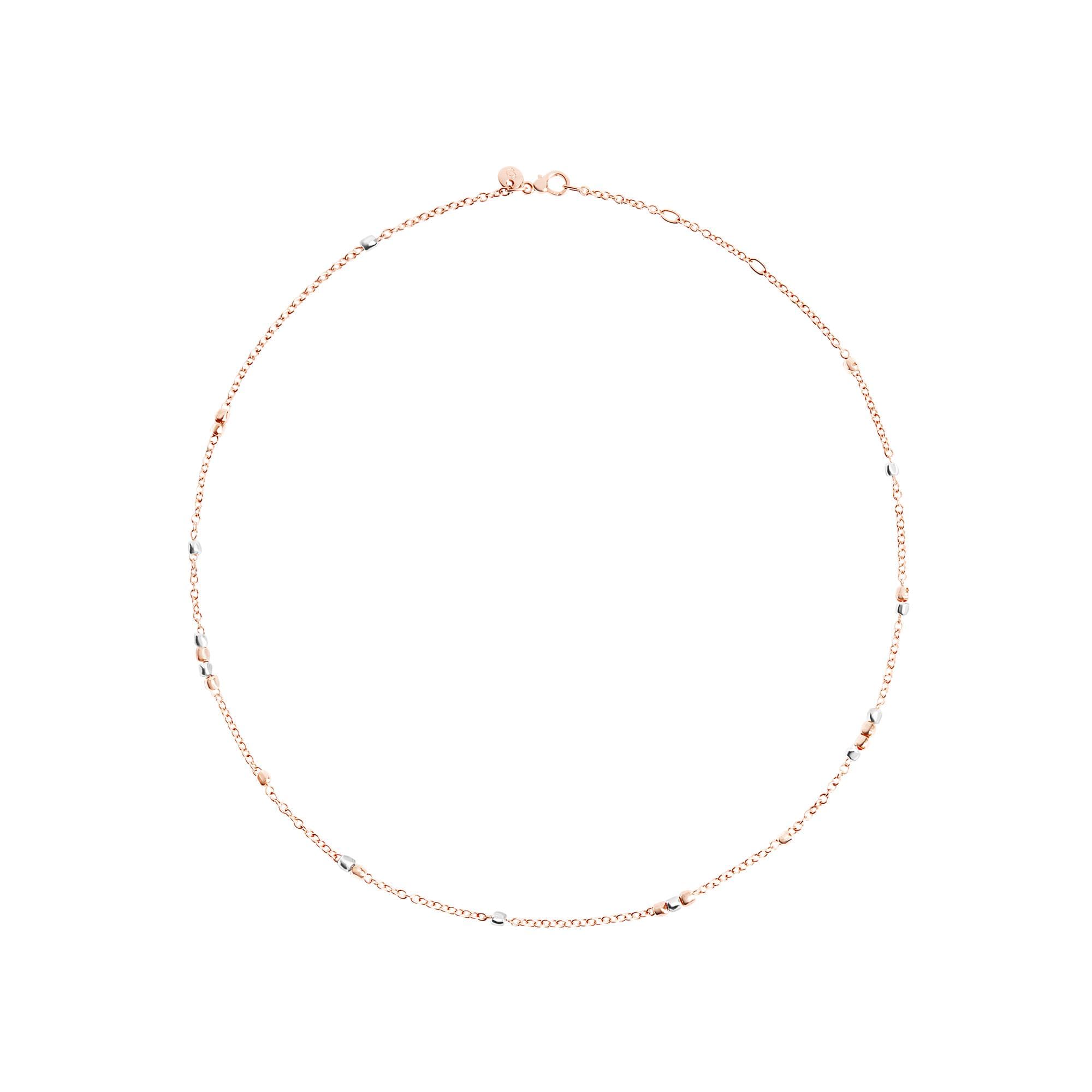 Collier DoDo Granelli En Or Rose Et Argent, 42cm - Or Rose 375/1000ème/Argent 925/1000ème - Rose